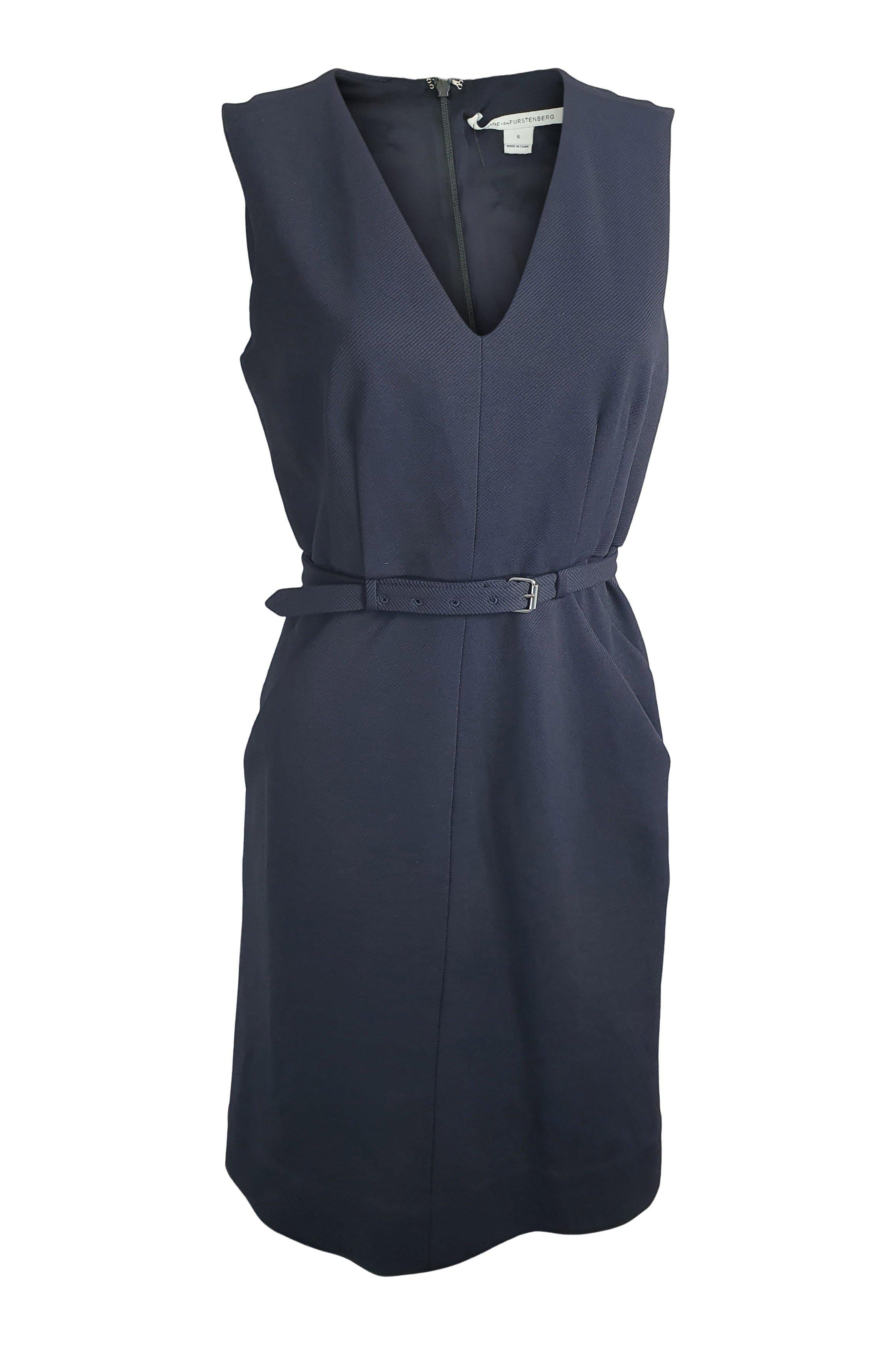 DIANE VON FURSTENBERG Black Twill Nula Shift Dress Size 6 - Elegant Casual Office Wear & Special Occasion Dress