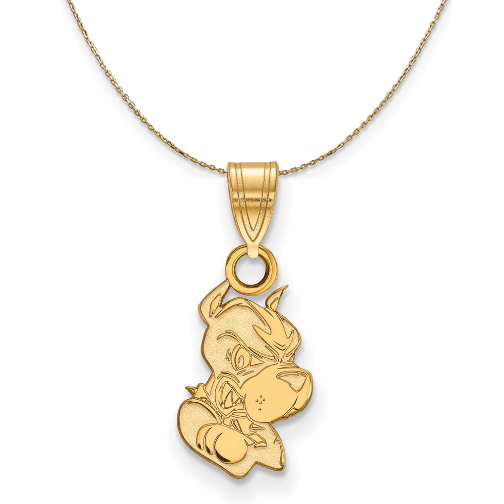 14K Yellow Gold Boston University Small Pendant Necklace - Elegant Black Bow Charm for Women, Perfect for Graduation Gifts & Everyday Jewelry