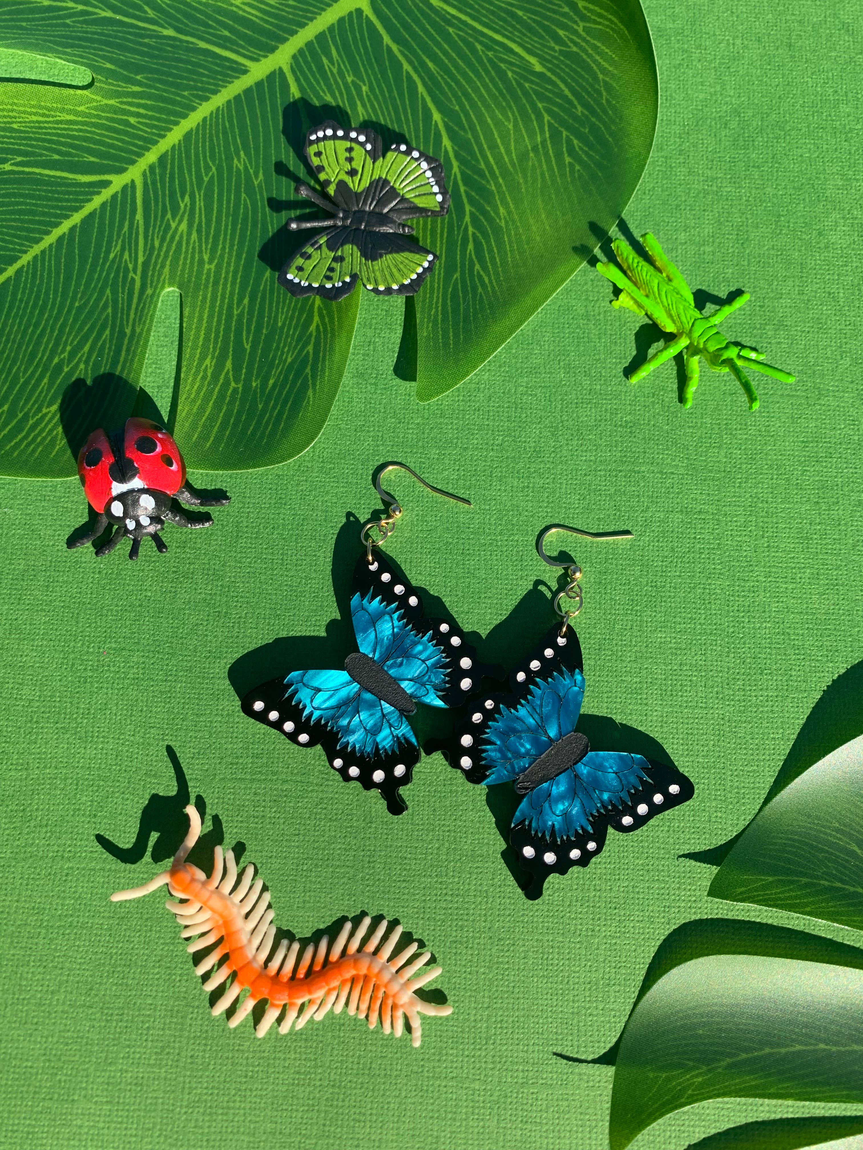 Blue Morpho Butterfly Acrylic Earrings for Women - Lightweight Dangle Drop Earrings with Iridescent Wings - Perfect for Parties, Weddings & Boho Fashion Accessories
