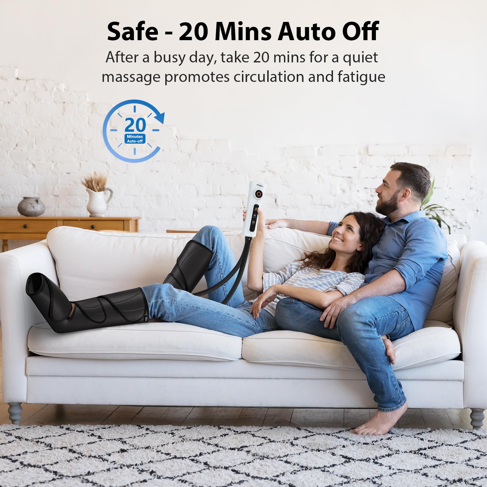 CINCOM Leg Massager for Circulation & Pain Relief - Air Compression Foot & Calf Massager for Relaxation, Swelling, Edema - Ideal Gift for Parents (Includes 2 Extensions) - FSA/HSA Eligible - Perfect for Home Use, Office Relaxation & Post-Workout Recovery