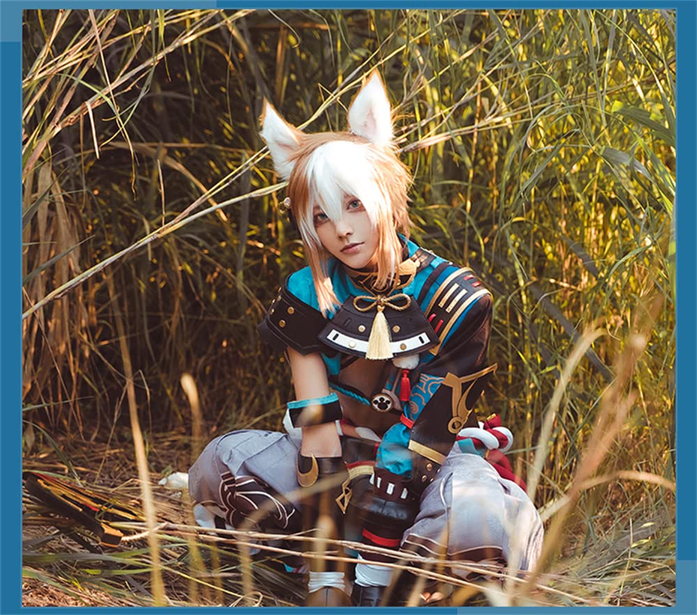 Genshin Impact Gorou Cosplay Costume Outfit with Wig - Anime Cosplay Halloween Carnival Christmas Party Comic Con Costume for Men & Women - Perfect for Cosplay Events, Halloween Parties, and Anime Conventions