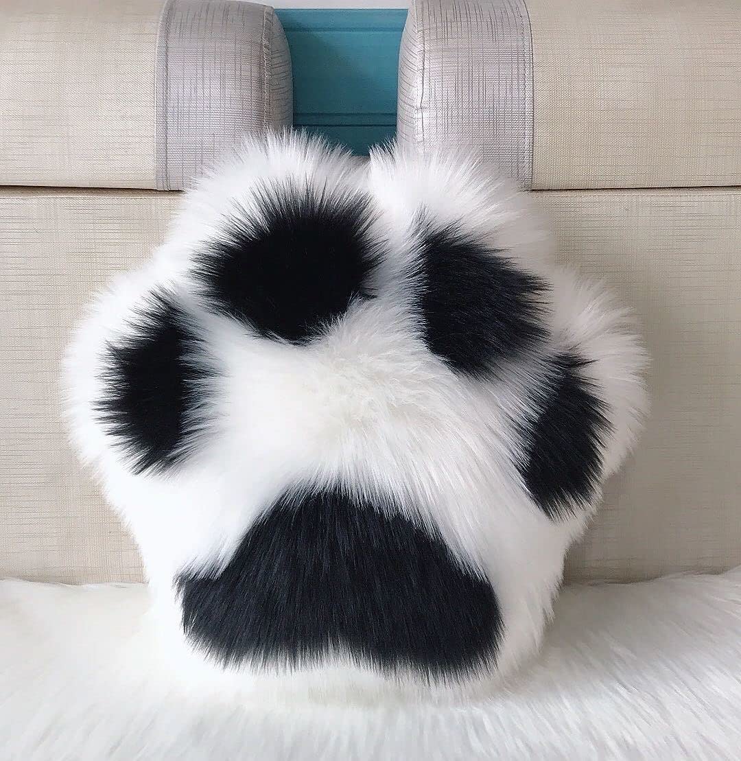 Fluffy Throw Pillows - Soft Fuzzy Decorative Paw Shaped Cushions for Living Room, Bedroom, Office & Car - Cozy Home Decor & Gift Idea