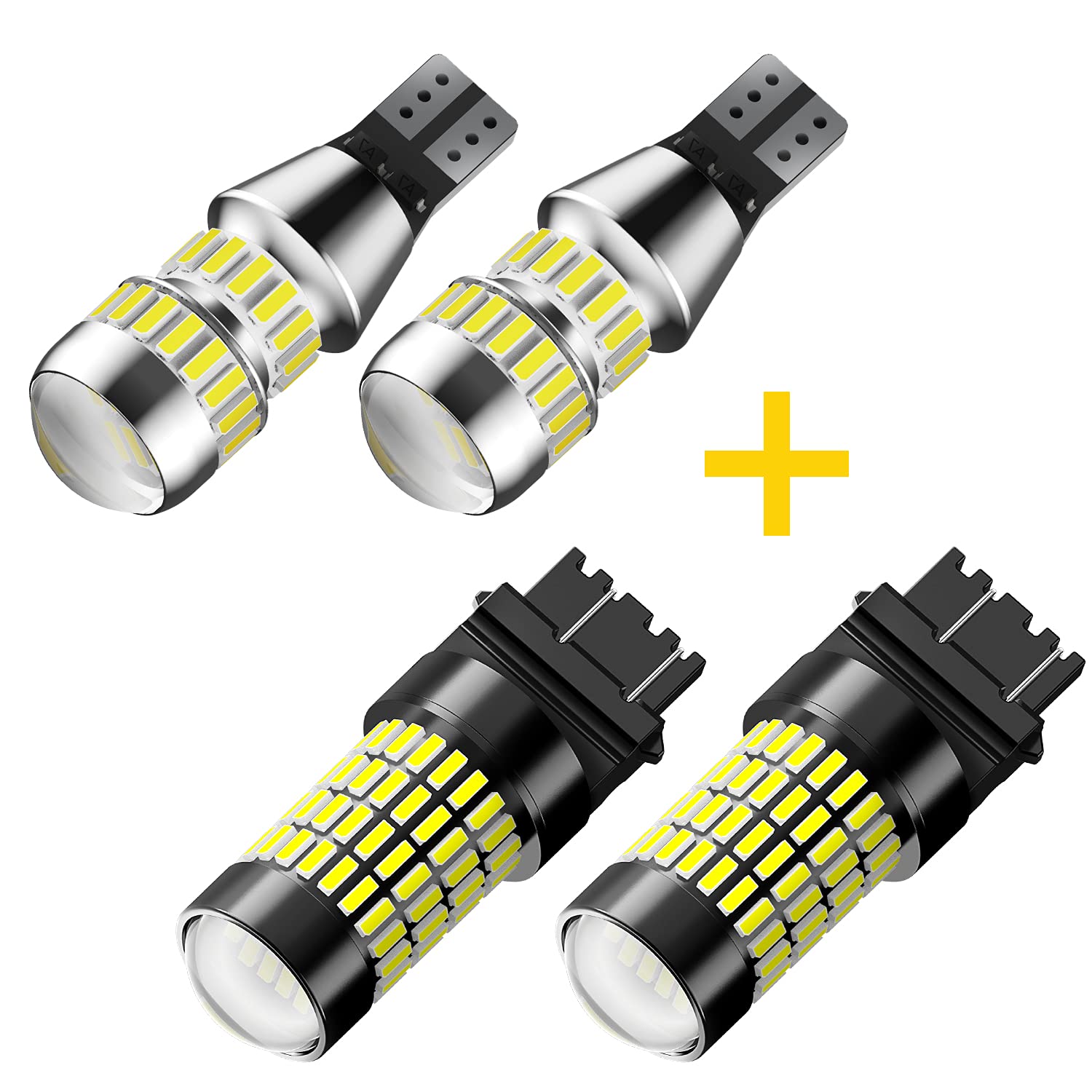 AUXITO 912 921 LED Reverse Backup Light Bulbs & 3156 3157 LED Bulbs - Super Bright White 6000K, Pack of 4 - Perfect for Trucks, SUVs, Cars, and Trailers - Enhanced Nighttime Visibility and Safety