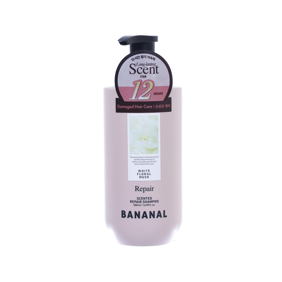 BANANAL Scented Repair Shampoo for Damaged Hair - White Floral Musk Fragrance (500mL) | Deep Conditioning Treatment for Dry, Frizzy Hair - Perfect for Daily Use & Salon-Quality Results at Home