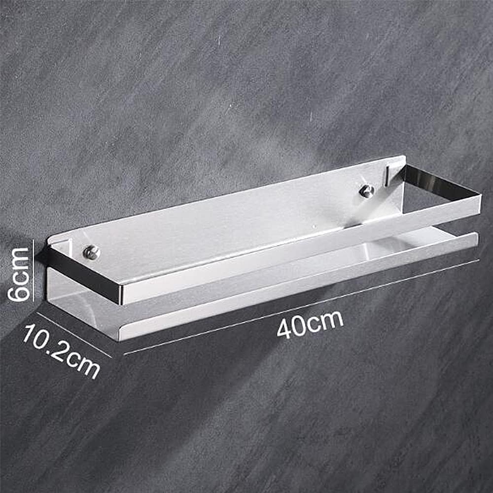 Stainless Steel Adhesive Floating Shelf - No Drill Bathroom & Kitchen Wall Mount Storage Organizer, 1-Tier Shower Caddy (40cm) - Perfect for Toilet, Living Room & Small Space Organization