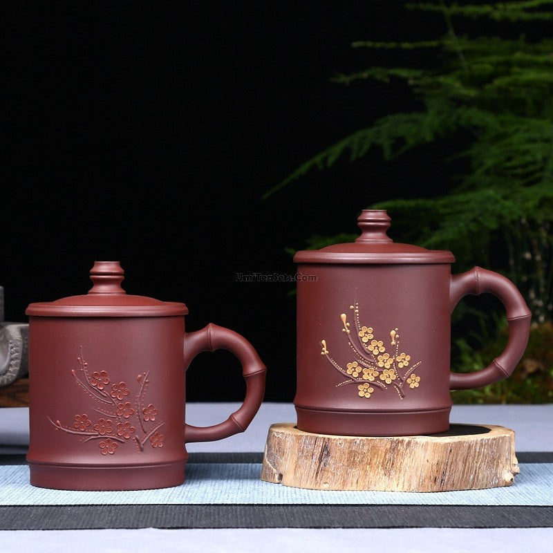 Premium Yixing Purple Clay Tea Cup - Handcrafted Plum & Bamboo Design - Perfect for Chinese Tea Ceremony, Gift, or Home Decor