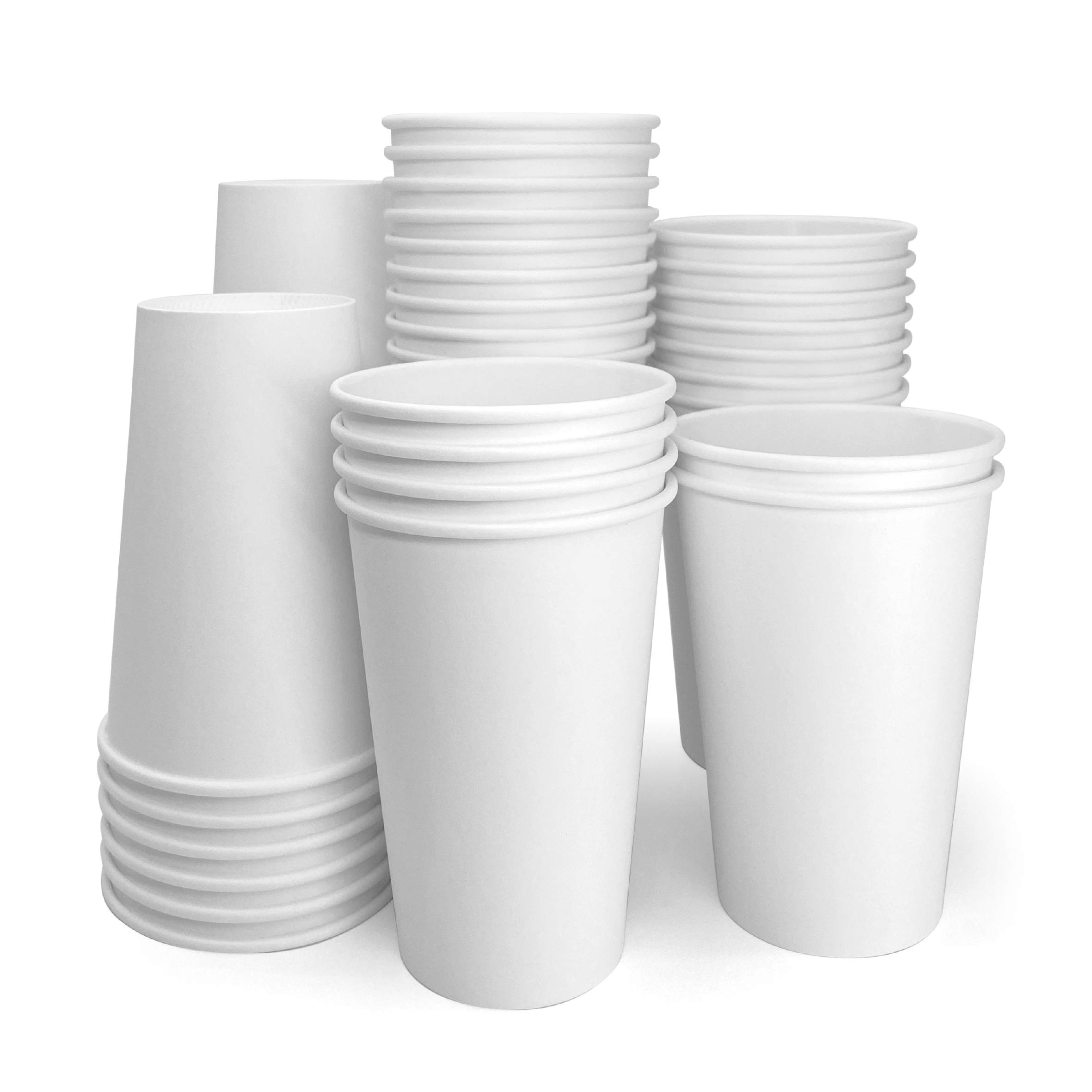16 oz White Hot Paper Disposable Cups - 100 Count Bulk Pack | Perfect for Coffee, Tea, Hot Chocolate & Office Break Rooms