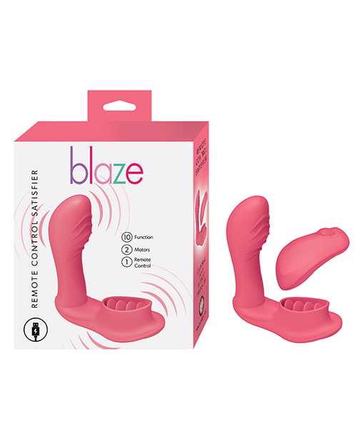 Blaze Satisfier Rechargeable Silicone Vibrator with Wireless Remote Control - Coral Pink | Powerful Clitoral Stimulation for Couples Play & Solo Pleasure