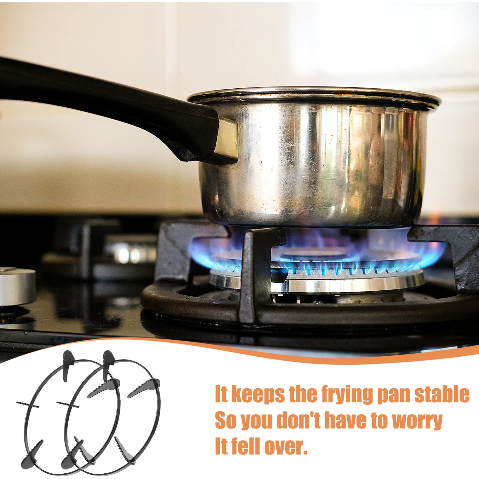 SOLUSTRE 2-Piece Cast Iron Wok Stand & Burner Bracket - Heavy Duty Stove Adapter for Wok Cooking, Kitchen Accessories - Perfect for Asian Cuisine, Stir Fry, and Home Cooking Scenes