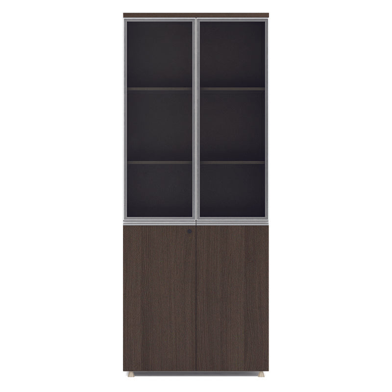 CARTER 2 Door Bookcase Display Unit - 80cm Coffee Grey - Perfect for Living Room, Office, or Bedroom Storage & Organization