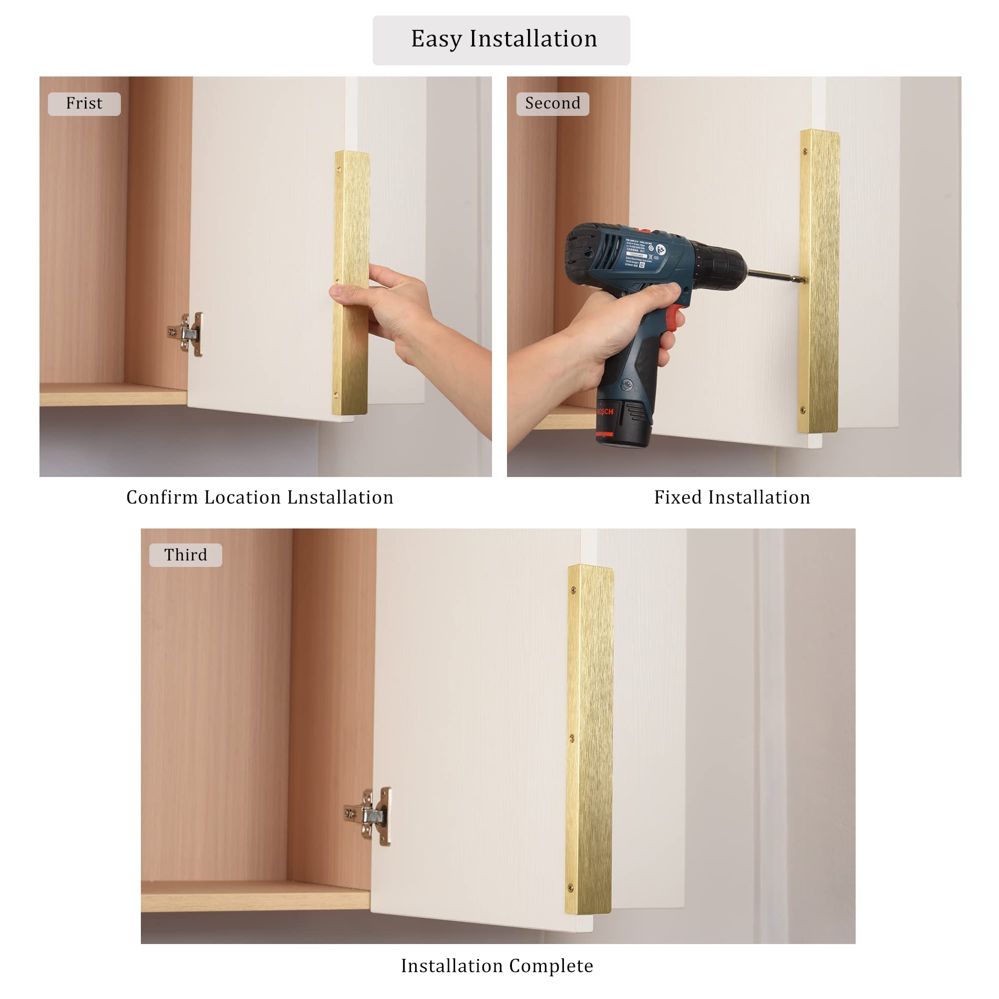 10 Pack Modern Brushed Brass Cabinet Finger Pulls - 5