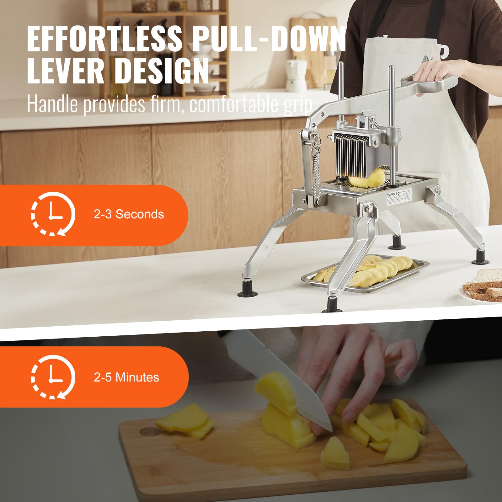 VEVOR Commercial Vegetable Slicer - 1/4 & 1/2 Inch Tomato Slicer with Stainless Steel Blade & Aluminum Alloy Body - Manual Food Cutter for Tomatoes, Onions, Potatoes - Perfect for Restaurants, Delis & Home Kitchen Prep