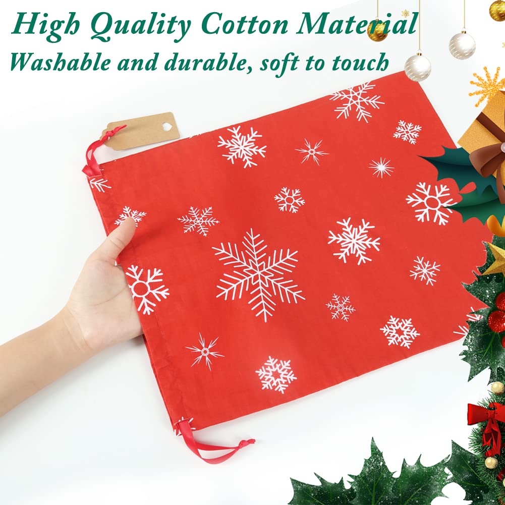 YQL Christmas Gift Bags Set - 6PCS Reusable Fabric Holiday Gift Bags in Assorted Sizes for Xmas Presents, Stocking Stuffers & Party Favors