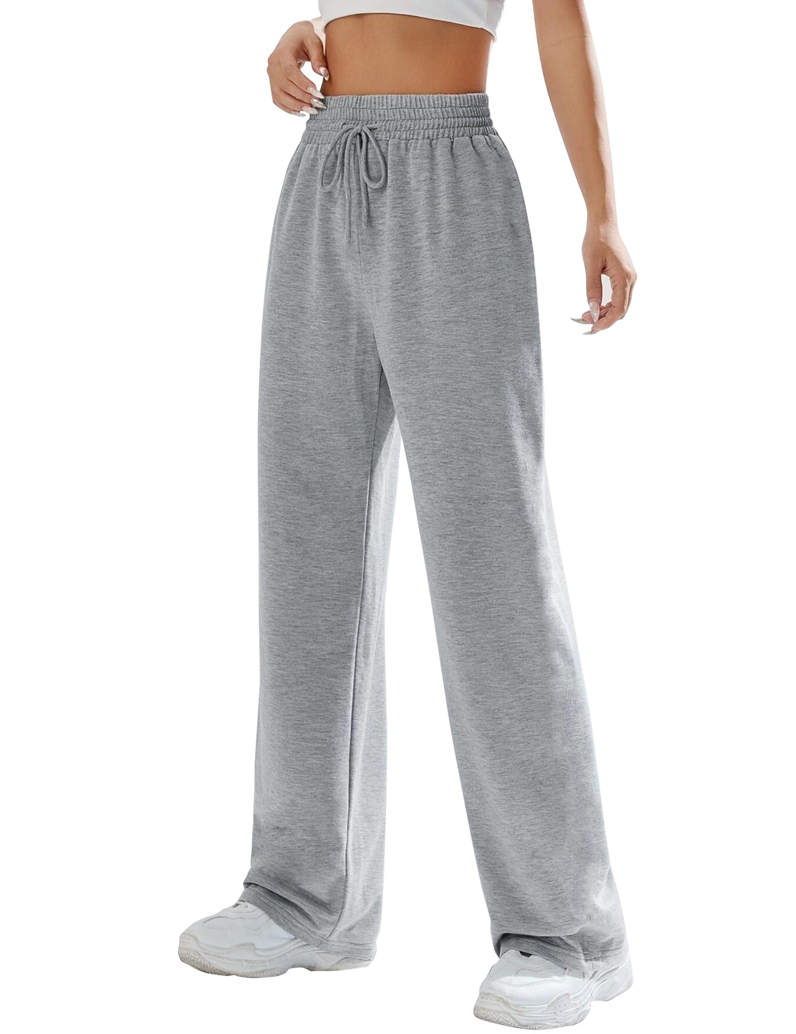 Kiench Women's High Waisted Straight Leg Sweatpants - Baggy Joggers with Drawstring for Teens & Girls | Casual Lounge Wear, Yoga Pants, Running, Workout & Street Fashion