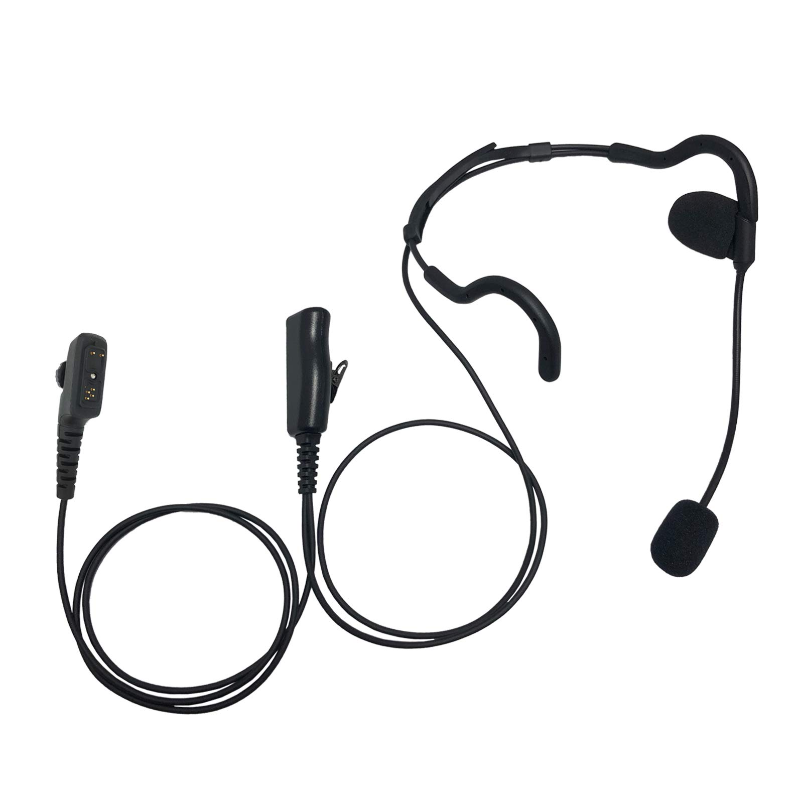 Lightweight Behind-the-Head Headset with Boom Mic & PTT Button - Compatible with Hytera PD708 PD752 PD780 PT580 PT790 EX Radios - Ideal for Security, Construction & Outdoor Communication