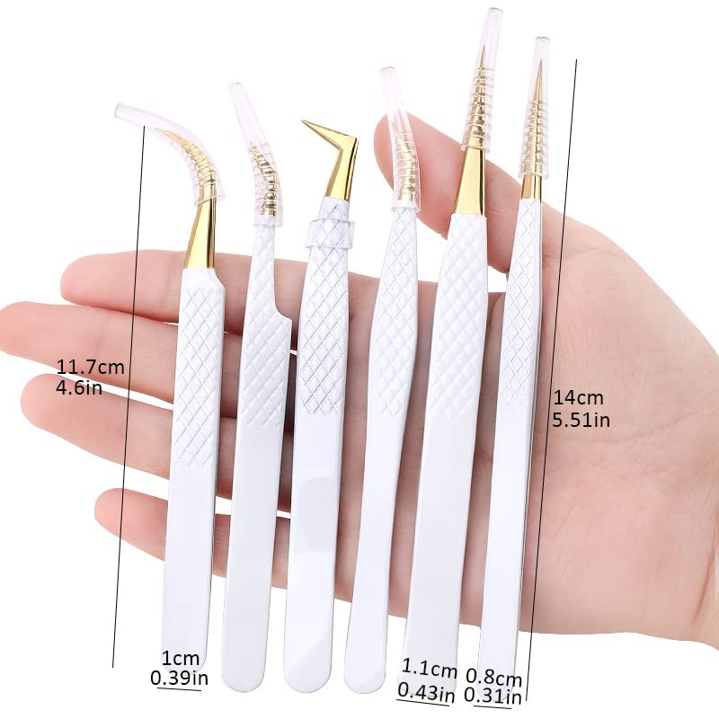 Professional Stainless Steel Eyelash Extension & Eyebrow Tweezers Set - Precision Beauty Makeup Tools for Salon, Home & Travel Use