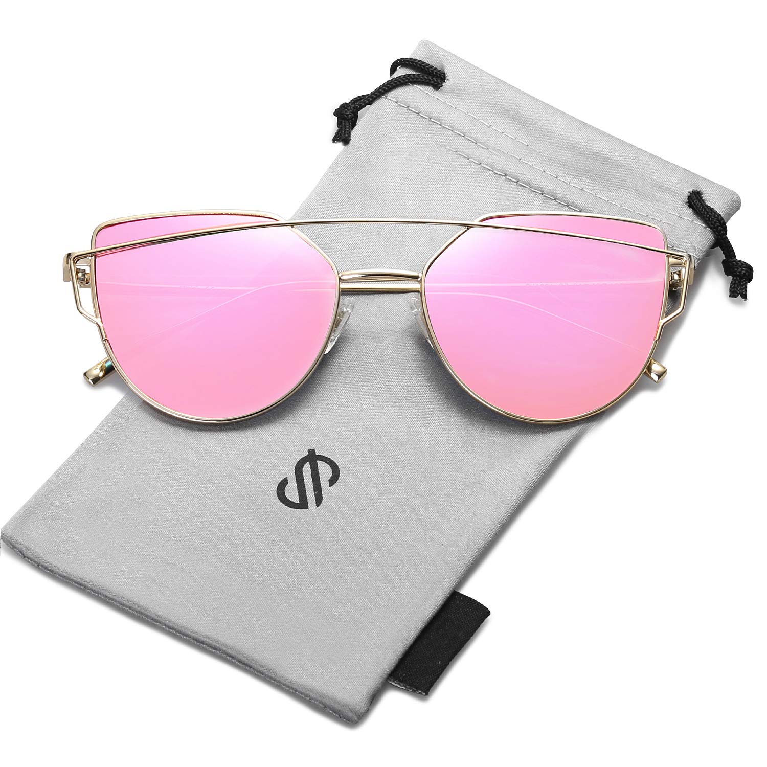 SOJOS Cat Eye Sunglasses for Women - Fashion Designer Style with Mirrored UV Protection Lenses - Perfect for Beach, Driving & Summer Outfits