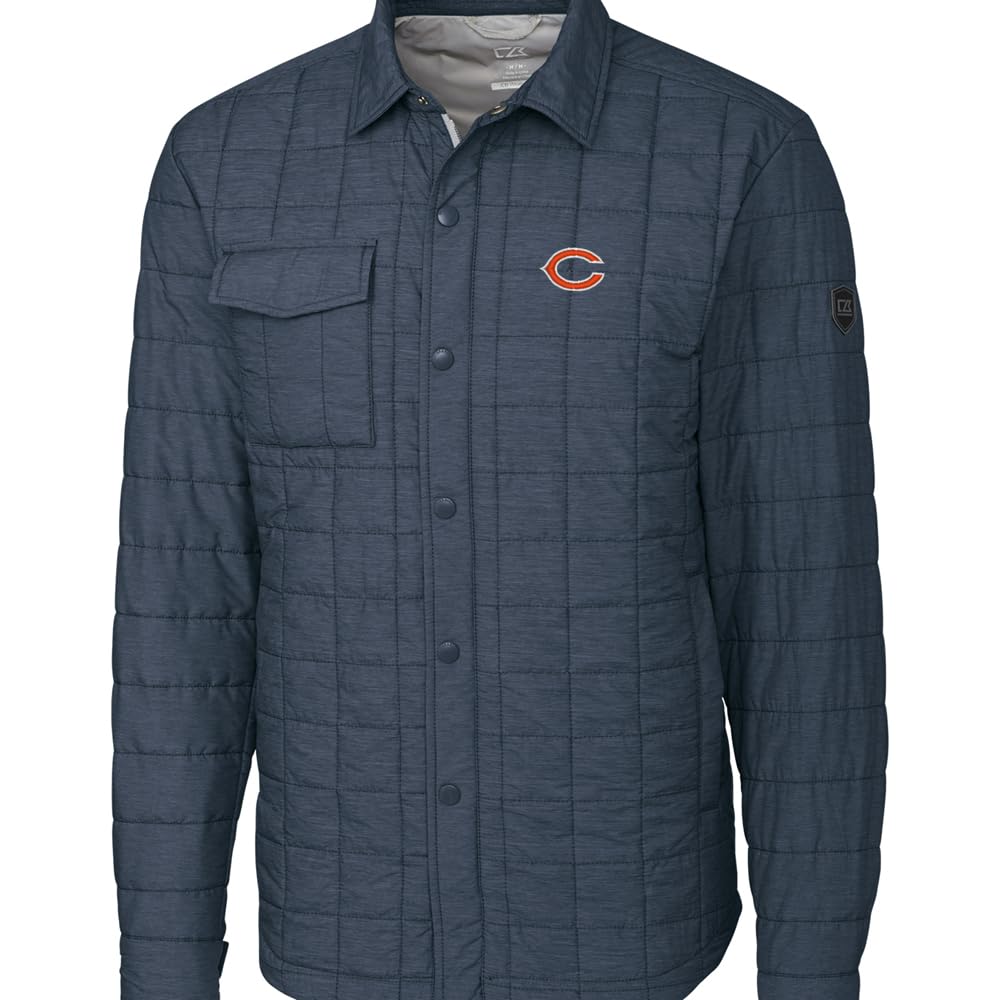 Cutter & Buck Men's NFL Rainier Water-Resistant Shirt Jacket - Lightweight Windbreaker for Football Games, Outdoor Activities & Casual Wear