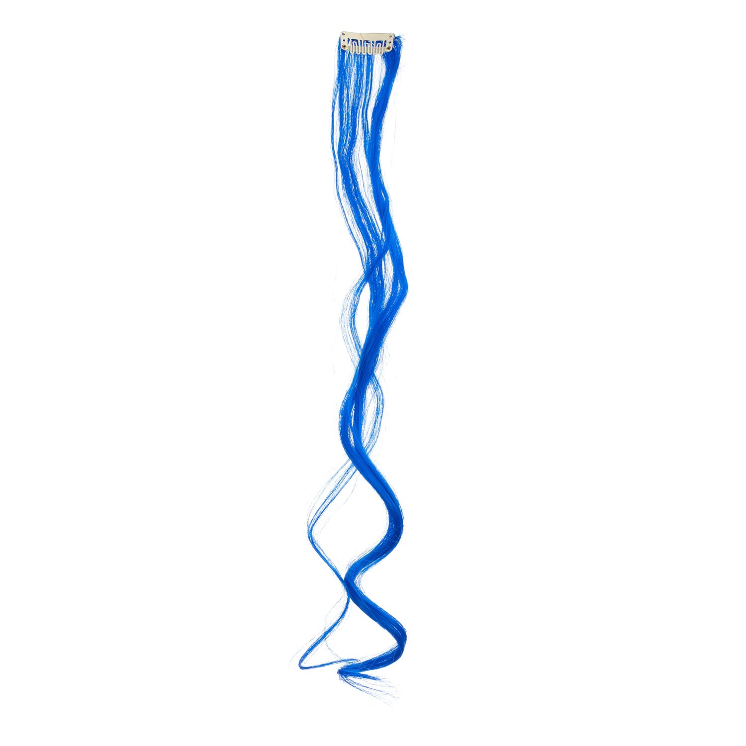 SWACC 7-Piece Clip-in Hair Extensions - 20-Inch Curly Blue Synthetic Hair Highlights for Full Head Party & Cosplay | Perfect for Halloween, Rave & Costume Events