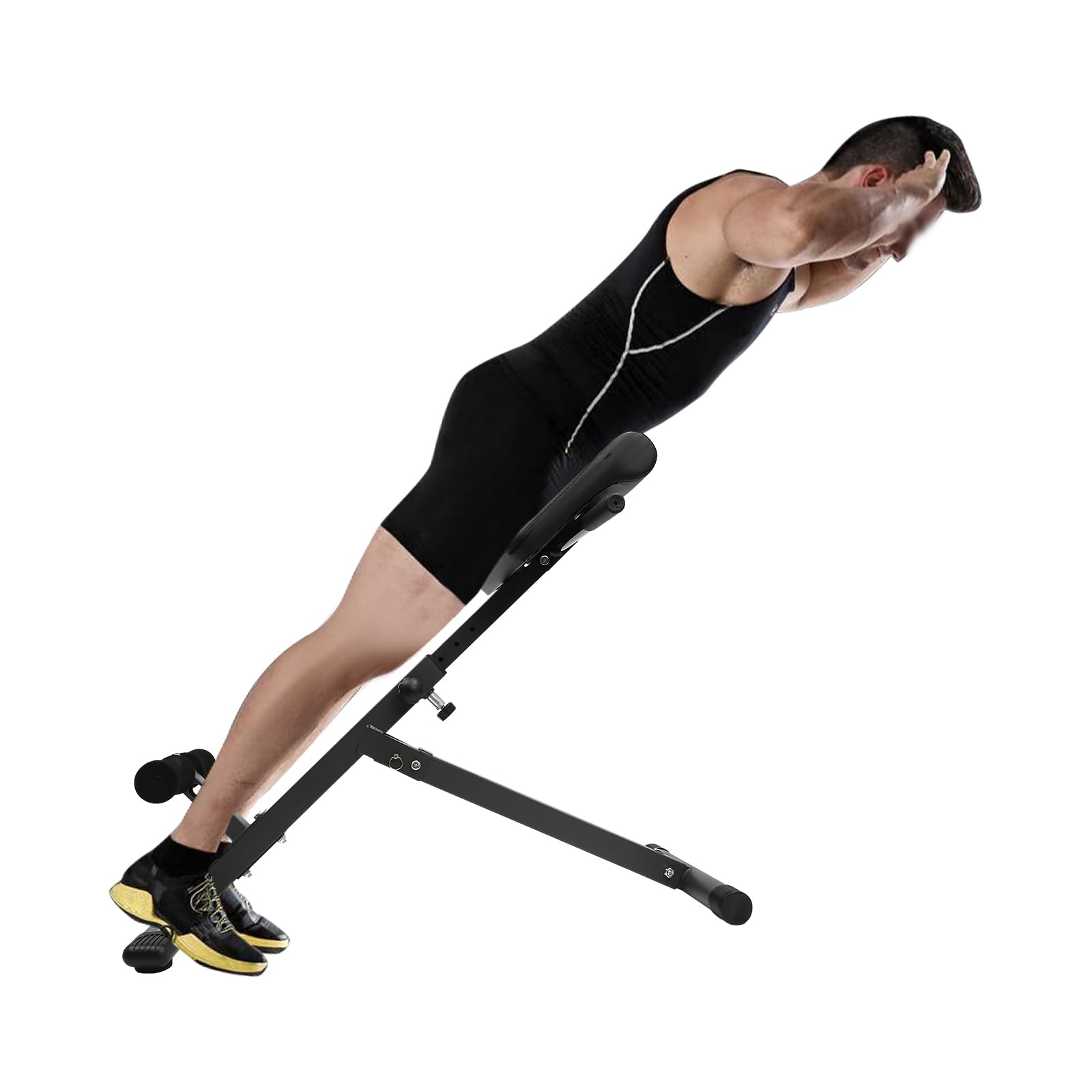 5-Stage Adjustable Hyperextension Bench - Roman Chair Back Extension Machine with Anti-Slip Handle for Home Gym - 330 lbs Weight Capacity - Perfect for Core Workouts, Lower Back Pain Relief & Strength Training
