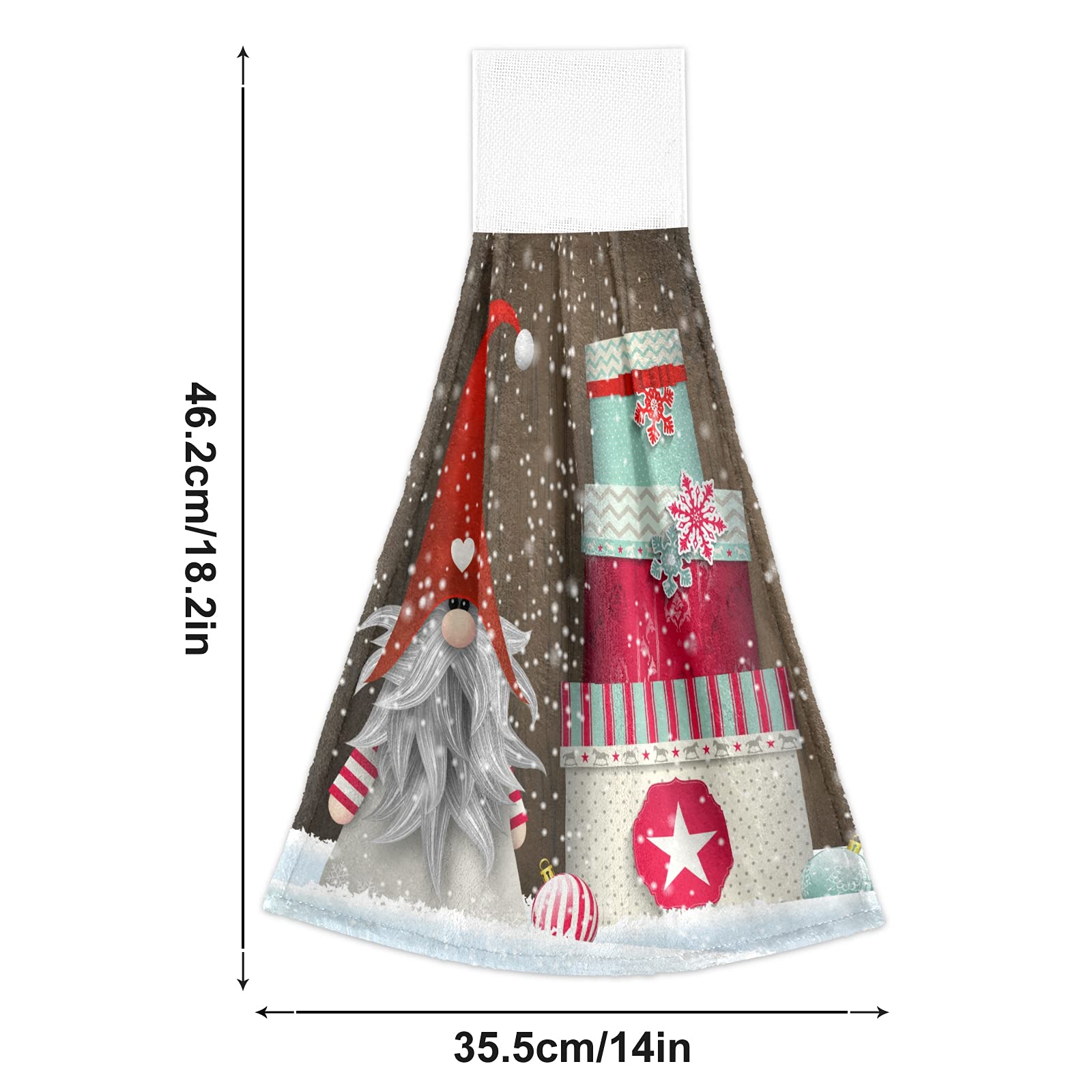 Christmas Gnome Kitchen Hanging Hand Towels - Set of 2 Absorbent Winter Snowflake Bathroom Towels with Loops - 14x18 Inch Holiday Decor for Home, Kitchen & Restroom - Perfect for Festive Decorating & Gift Giving