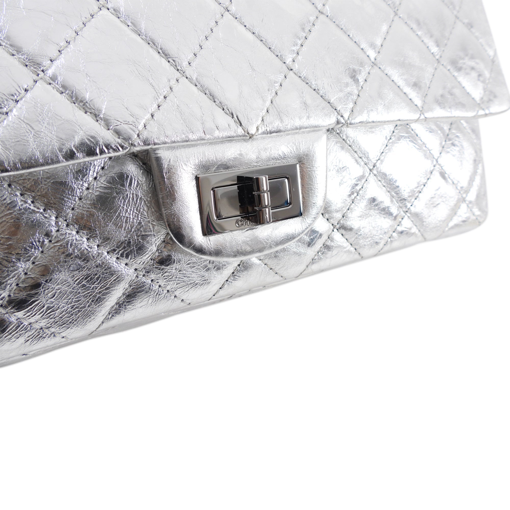 Chanel 2.55 Reissue 227 Jumbo Silver Aged Calfskin Flap Bag - Luxury Designer Handbag for Women | Perfect for Evening Events, Parties & Special Occasions