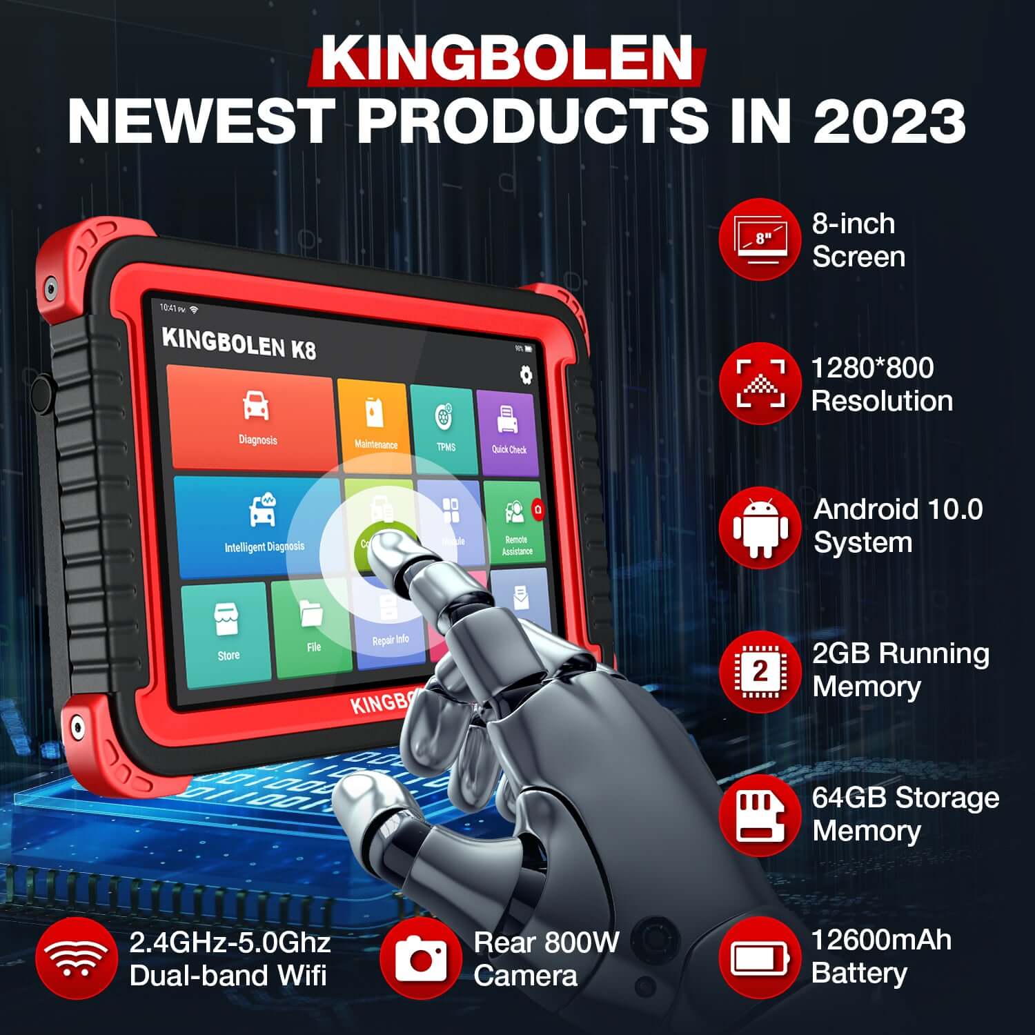 KINGBOLEN K8 Full System ECU Coding Bi-Directional OBD2 Scanner - 2 Years Free Updates - Professional Automotive Diagnostic Tool for Mechanics & DIY Car Repair
