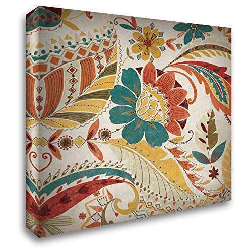 Wild Apple Portfolio 28x28 Inch Large Gallery Wrapped Stretched Canvas Wall Art - Boho Paisley Spice II Abstract Painting for Living Room, Bedroom & Office Decor