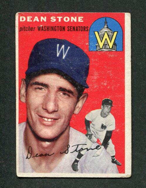 1954 Topps #114 Dean Stone Washington Senators Rookie Baseball Card - Vintage Collectible Sports Memorabilia for Display & Investment - Perfect for Baseball Fans, Collectors, and Sports Enthusiasts