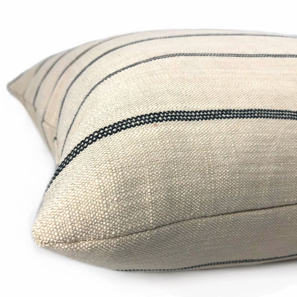 Modern Farmhouse Stripe Pillow Cover - Black & Beige Cotton Linen Blend - Perfect for Sofa, Bed, Couch Decor - Cozy Home Accent