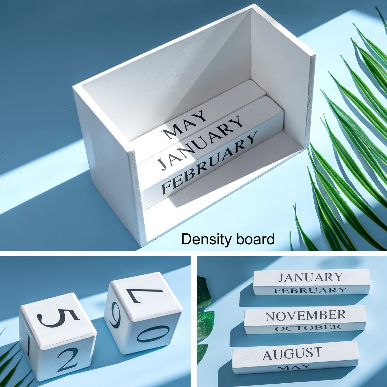 Notakia Wooden Perpetual Calendar - Large White Office Desk Calendar with Block Dates, Daily Planner for Home & Office Organization - Perfect for Desk Decor, Gift Giving, and Productivity Tracking