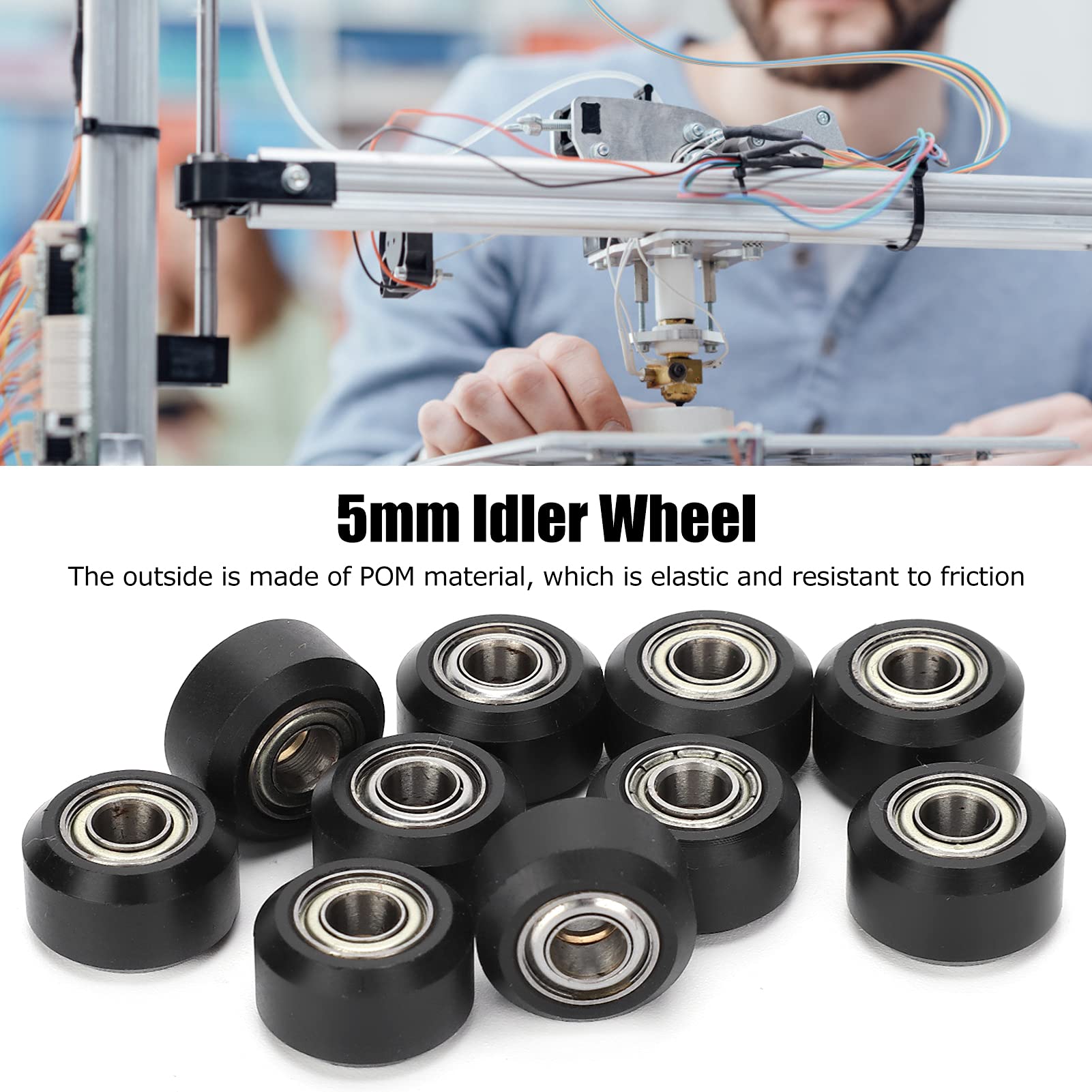 MR105 Idler Pulley with Bearing - 3D Printer Wheel Replacement Kit | Durable Small Idler Pulley for 3D Printers, CNC Machines & DIY Projects
