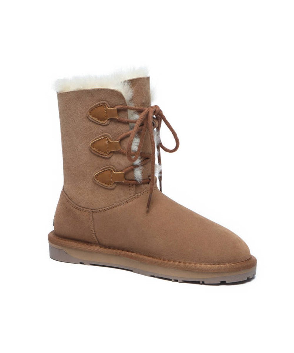 Women's Adel Lace Up Boots - Stylish Ankle Boots for Women, Comfortable Leather Booties with Side Zipper, Perfect for Fall/Winter Fashion, Office & Casual Outfits