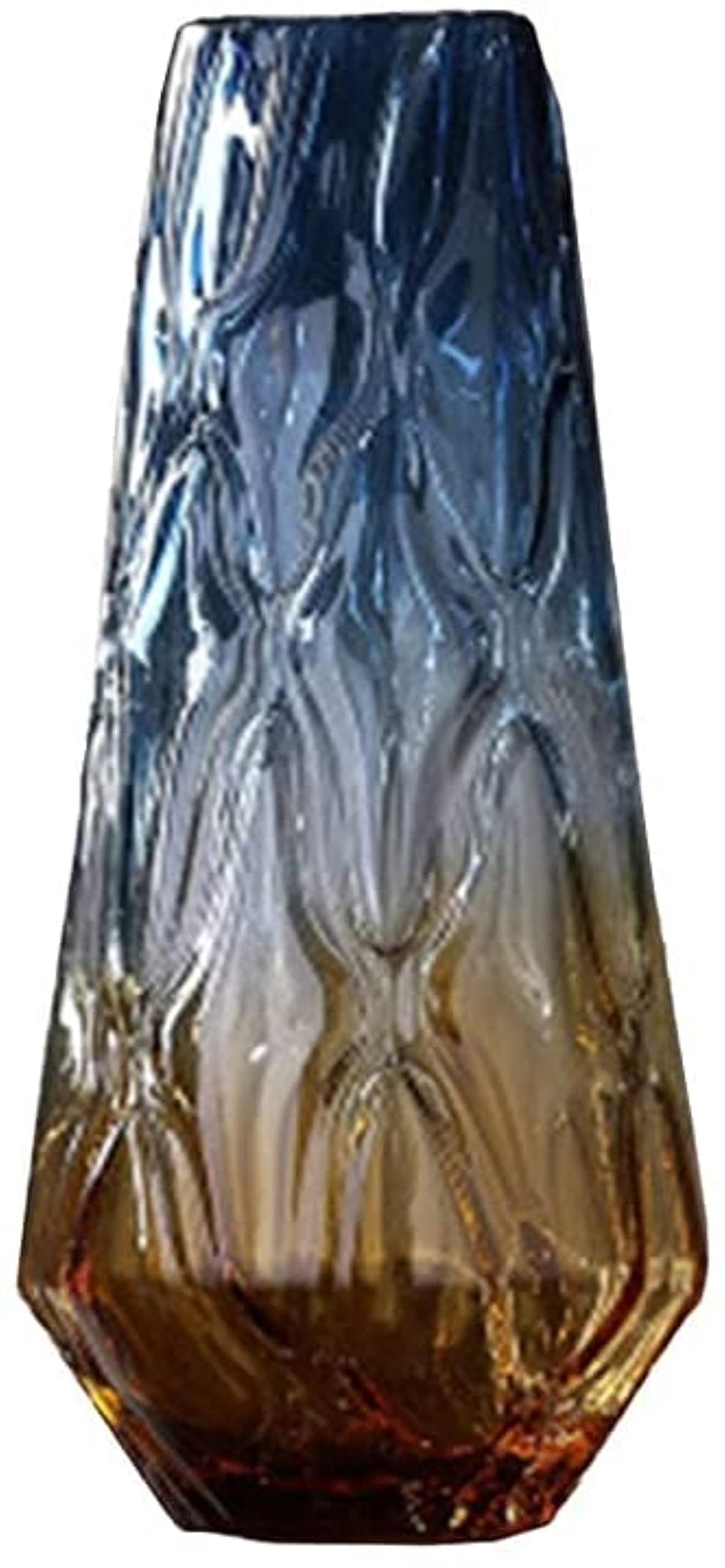 Gradient Stained Glass Vase - Modern Home Decor, Office & Restaurant Table Centerpiece - Handmade Art Glass Vase for Coffee Table, Dining Table, Wedding Decor (Size C)