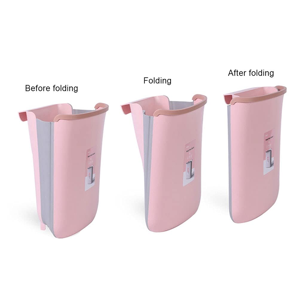 TOMYEUS Wall Mounted Foldable Trash Can for Kitchen & Bathroom - Household Waste Sorting Cabinet Door Garbage Bin - Space Saving Brown Trash Can (Ideal for Small Spaces, Apartments, RVs & Under Sink Storage)