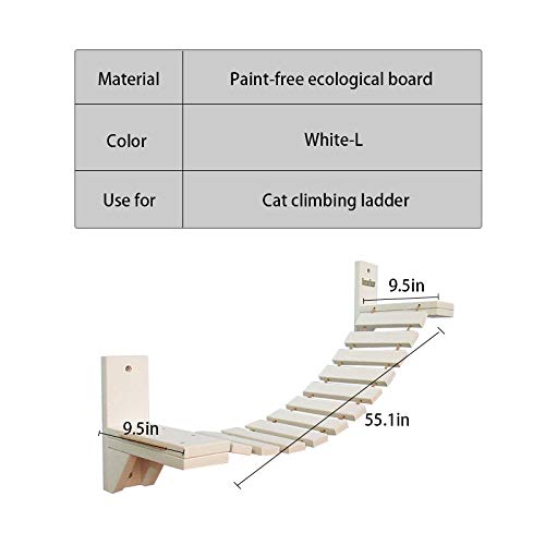 La La Pet® Wall-Mounted Cat Ladder & Bridge - Wooden Cat Perch with 2 Fixed Brackets, Hammock & Condo - Multi-Level Kitty Activity Furniture & Climbing Tower for Indoor Cats - Perfect for Small Spaces & Cat Play Areas