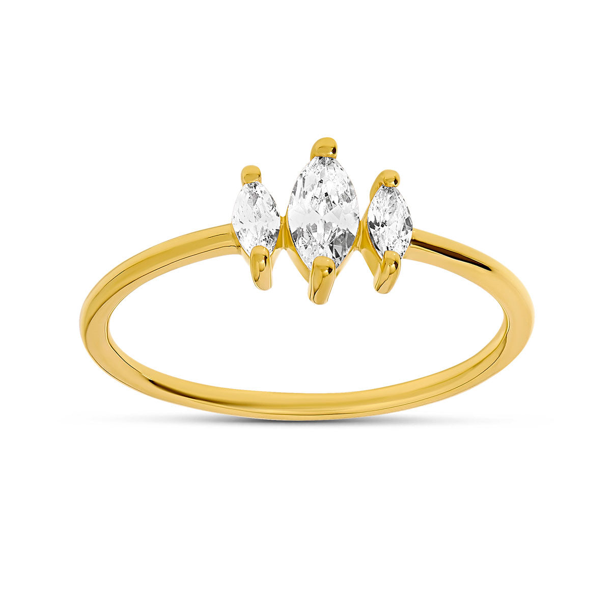 Trinity Sparkle Ring Gold - Elegant 14K Gold Plated Stackable Ring Set for Women, Perfect for Wedding, Anniversary, and Everyday Jewelry Gift