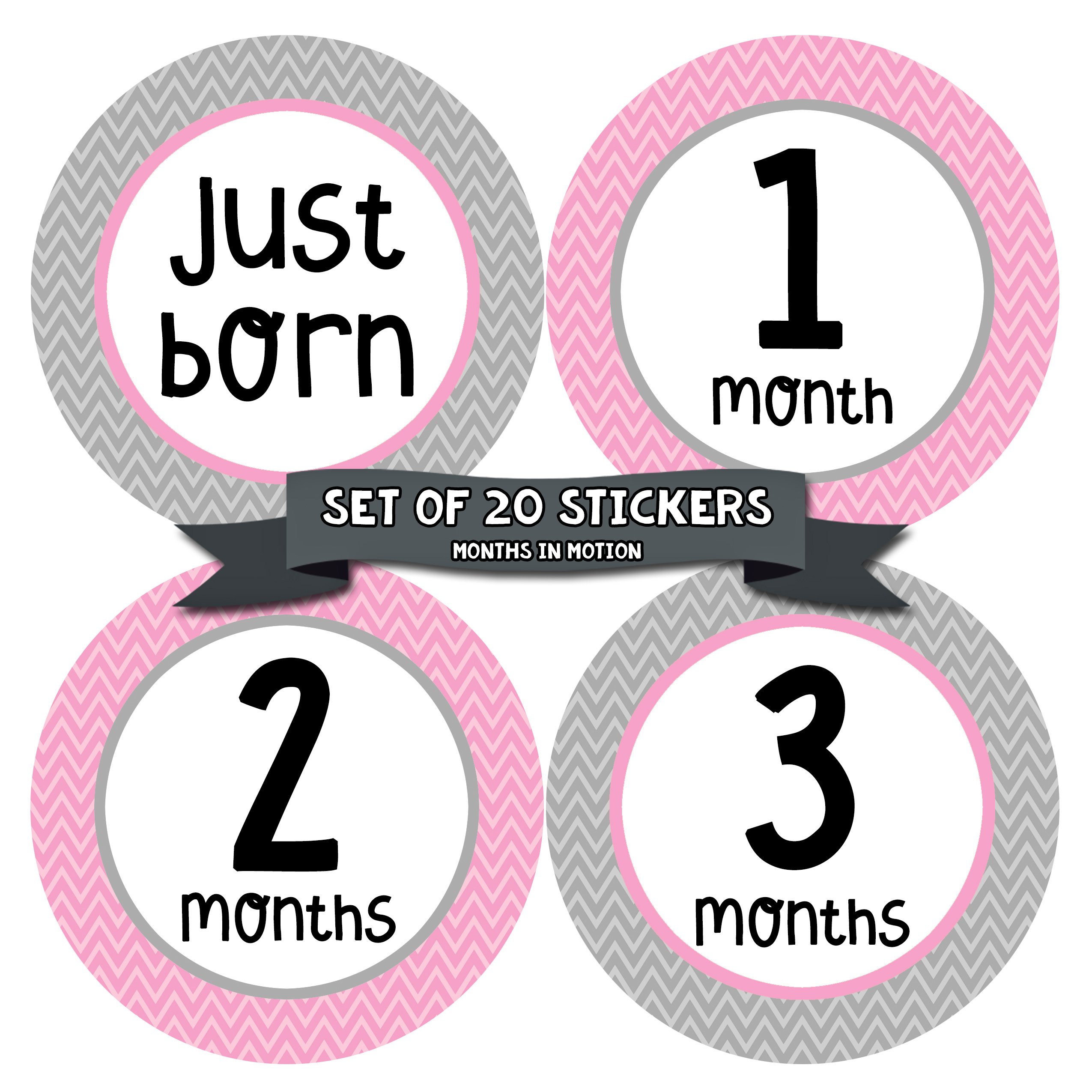 Baby Monthly Milestone Stickers for Newborn Girls - Set of 20 Adhesive Photo Props - Perfect for Baby's First Year, Monthly Photos, Scrapbooking & Nursery Decor