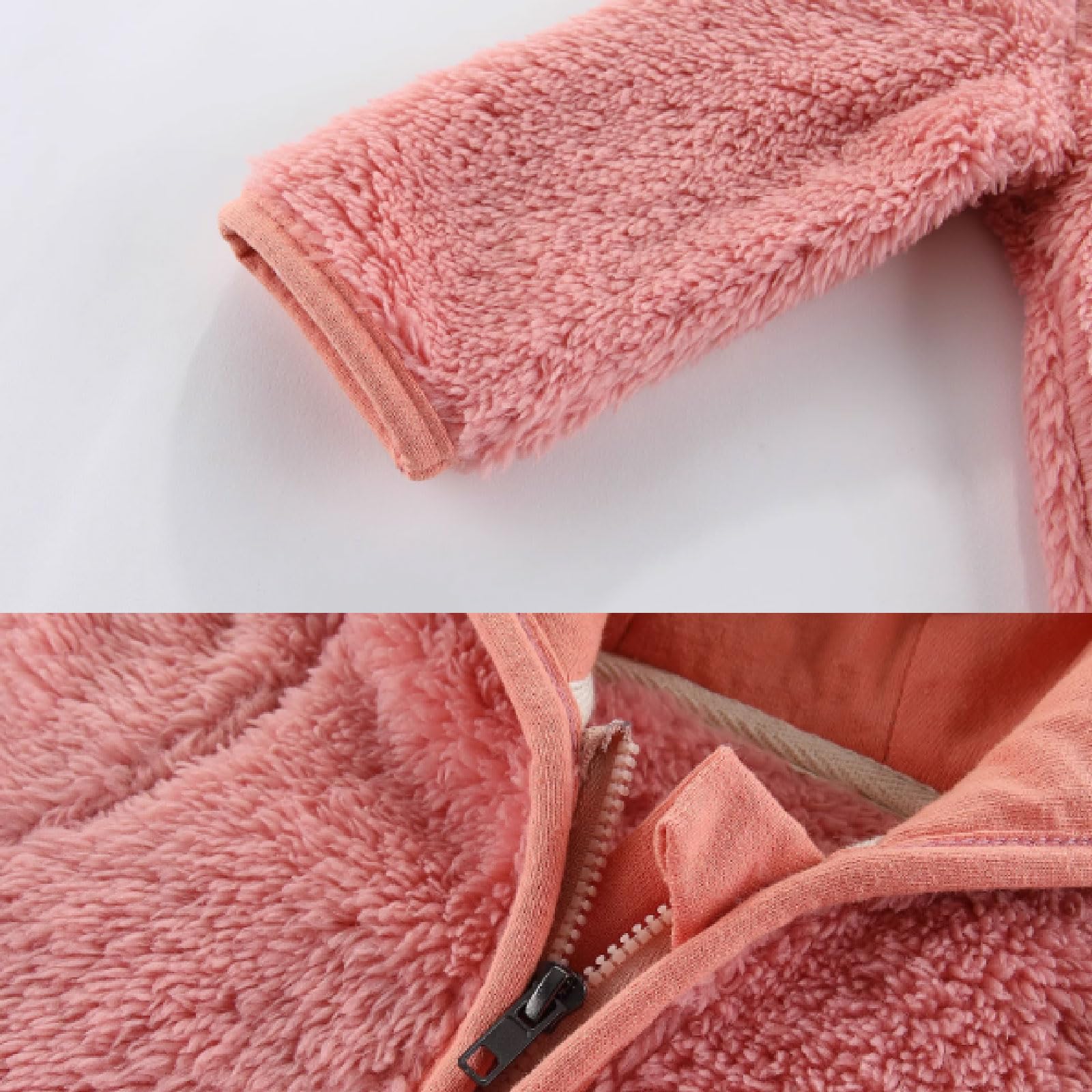 Toddler Boys & Girls Fleece Hooded Jacket with Bear Ears - Winter Warm Solid Color Coat, Fuzzy Thick Outerwear for Kids - Perfect for Cold Weather Playdates & Outdoor Adventures