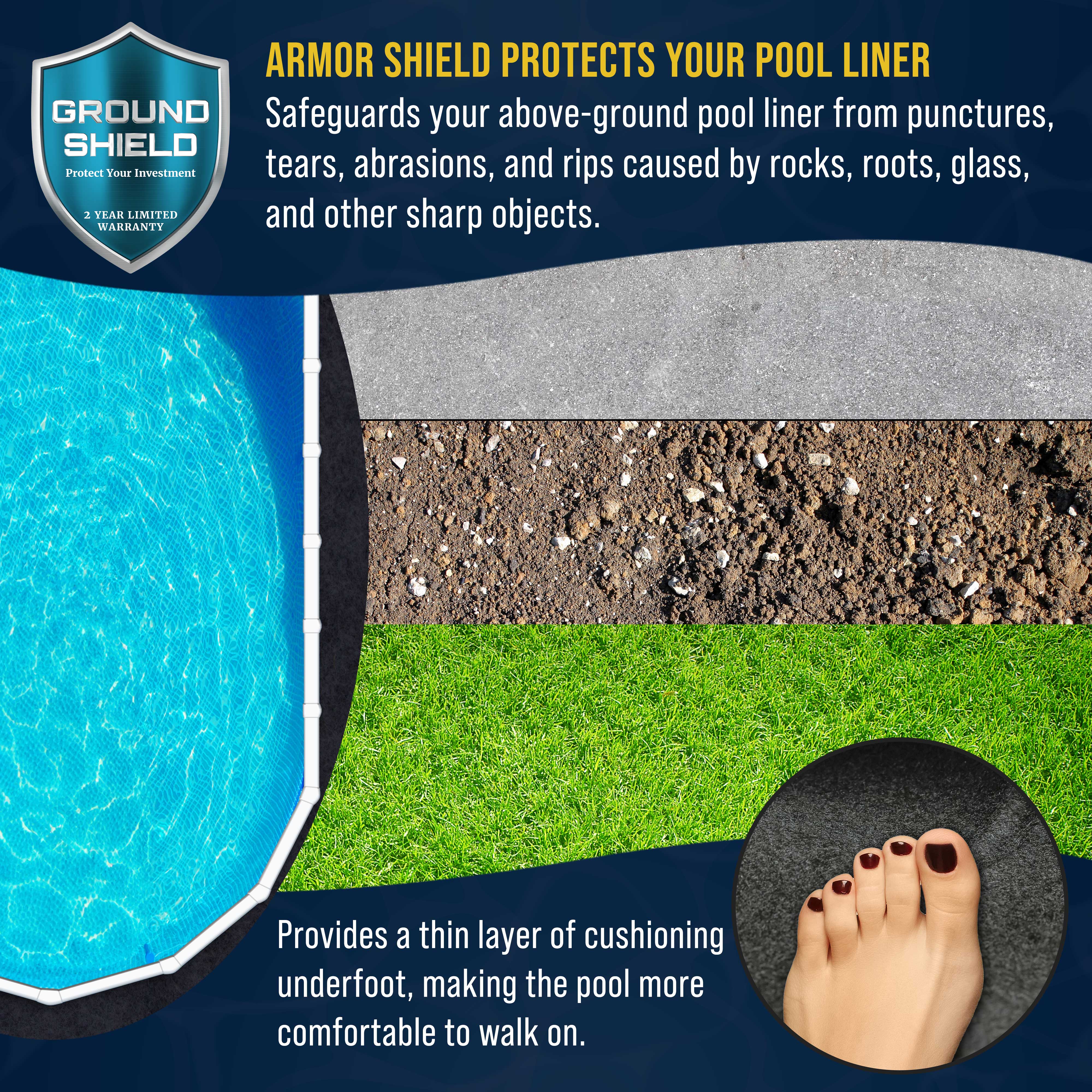 Heavy Duty 16' x 32' Oval Above Ground Pool Liner Pad - Premium Swimming Pool Floor Protector for Puncture Prevention | Durable Ground Shield for Inground & Above Ground Pools | Perfect for Backyard, Garden & Outdoor Pool Protection