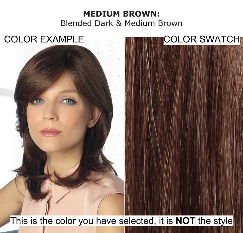 Amore Miley Wig Bundle - 5pc Set (Medium Brown Synthetic Wig + Christy's Wigs Q&A Booklet + 2oz Travel Wig Shampoo + Wig Cap + Wide Tooth Comb) for Cosplay, Costume Parties & Everyday Wear