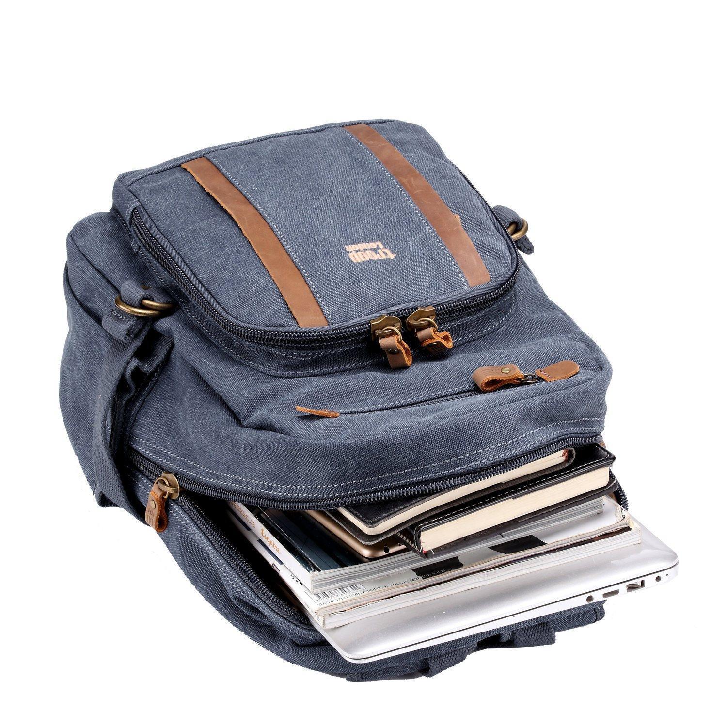 TRP0256 Troop London Classic Canvas Backpack - Medium Size Durable School & Travel Backpack for Men & Women - Perfect for College, Commuting & Outdoor Adventures