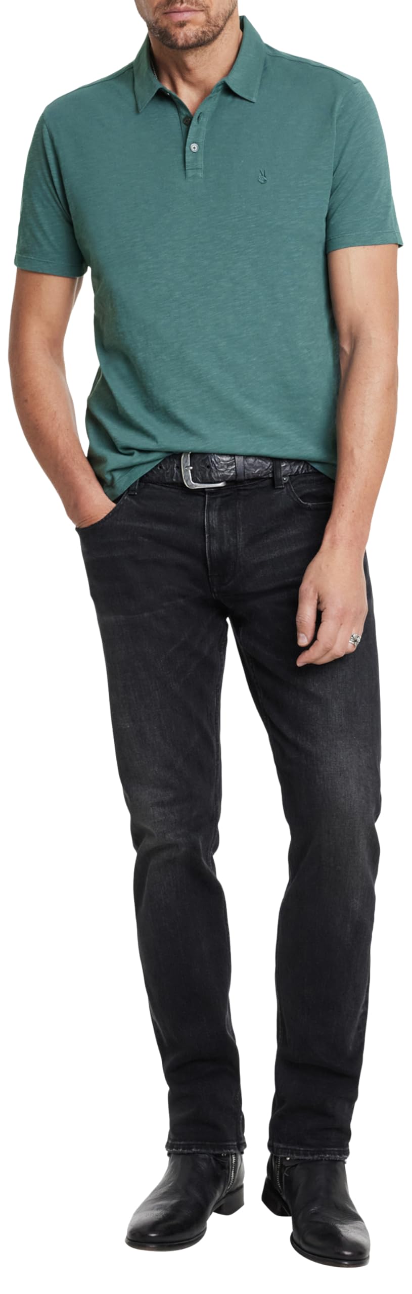 John Varvatos Men's Victor Polo Shirt - Premium Cotton Short Sleeve Casual Top for Business & Weekend Wear