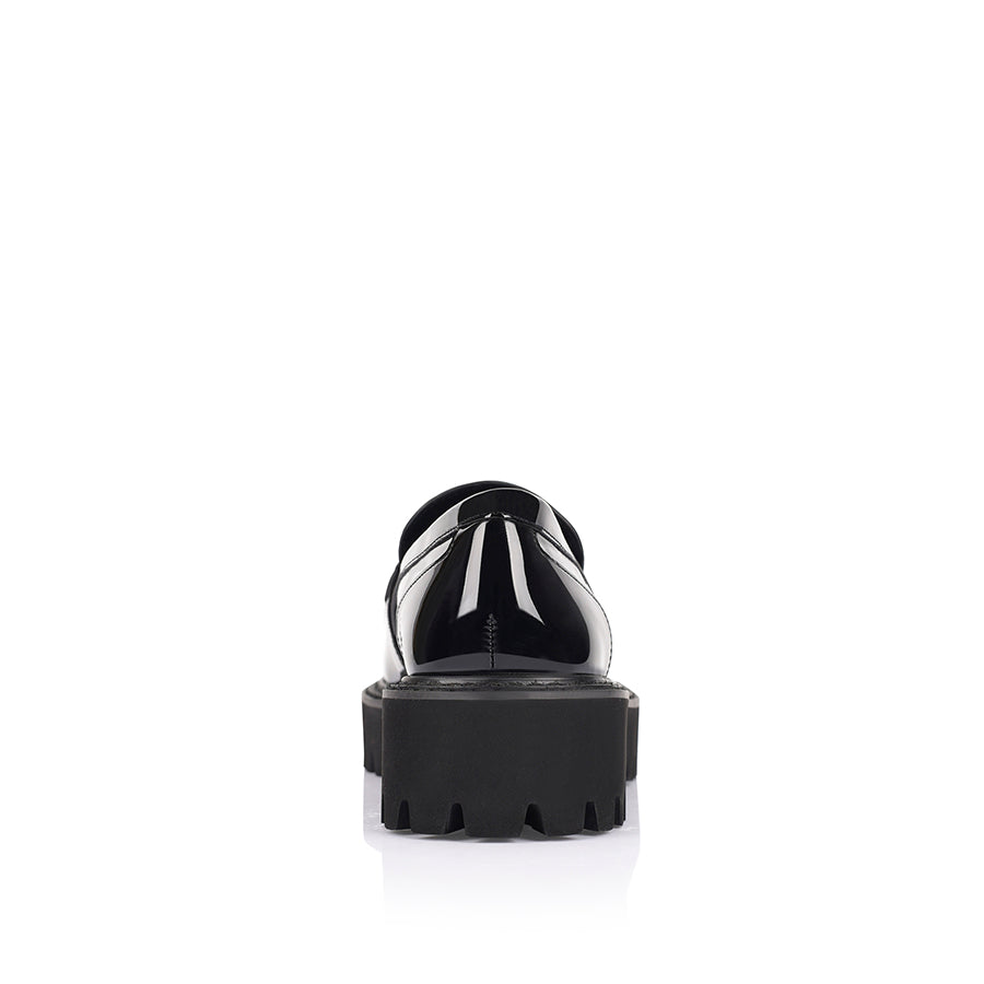 Black Patent Neon Chunky Loafers - Trendy Platform Shoes for Women | Perfect for Casual Outfits, Street Style & Night Out
