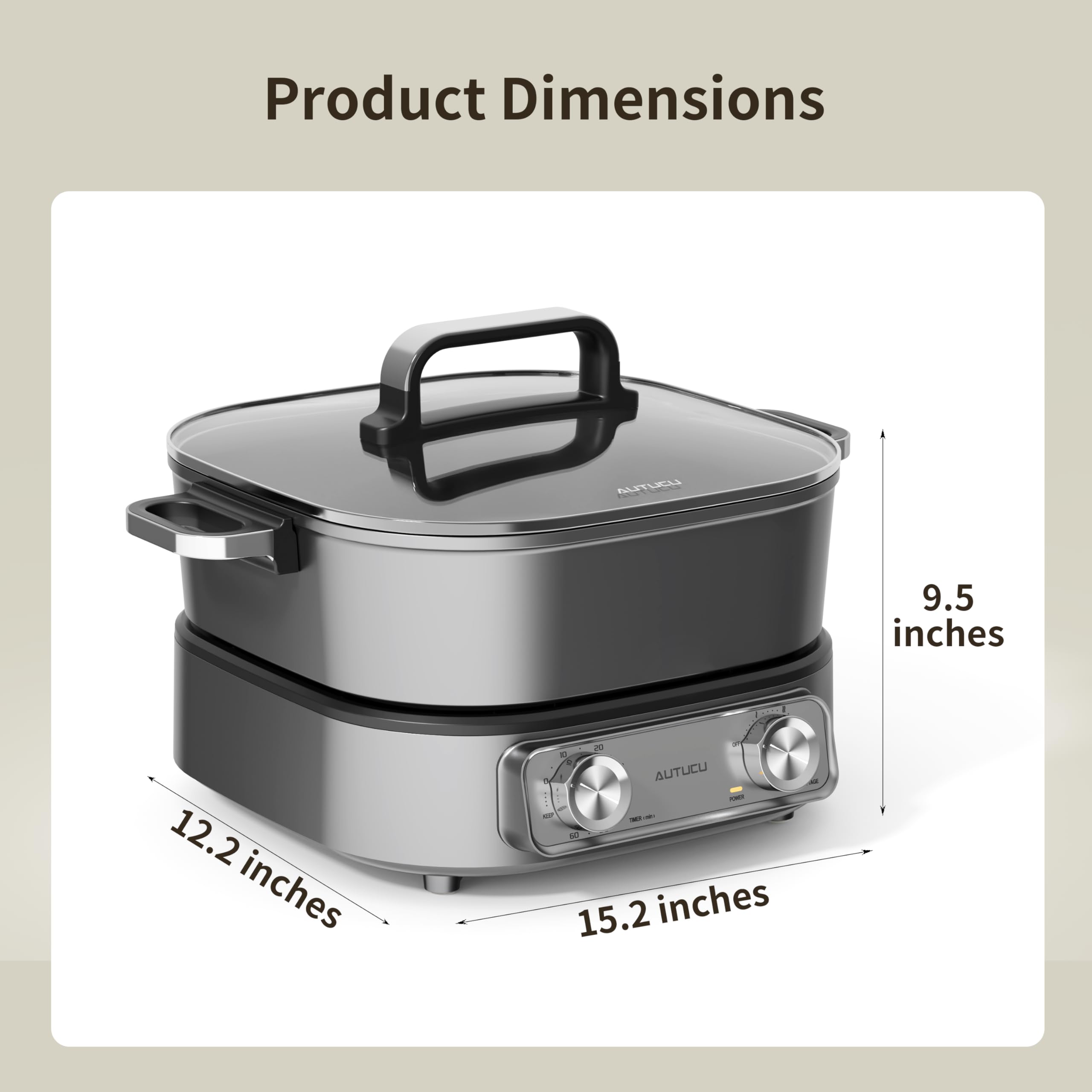 6-Quart Electric Hot Pot & Multi-Cooker - PFOA-Free Ceramic Non-Stick Skillet with 3 Power Settings & Timer, 1600W for Family Cooking | Perfect for Soups, Stews, Hot Pot Parties & Dorm Room Meals