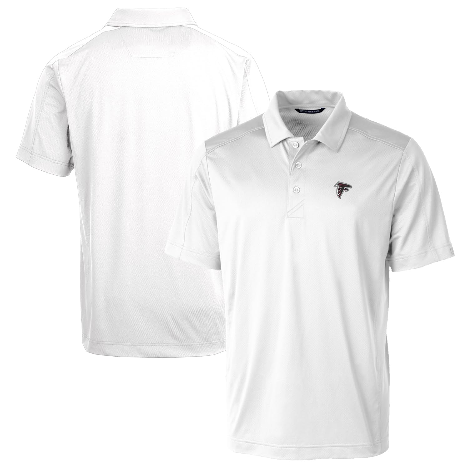 Cutter & Buck Men's Atlanta Falcons Textured Stretch Polo Shirt - White, Breathable & Comfortable for Golf, Work & Casual Wear