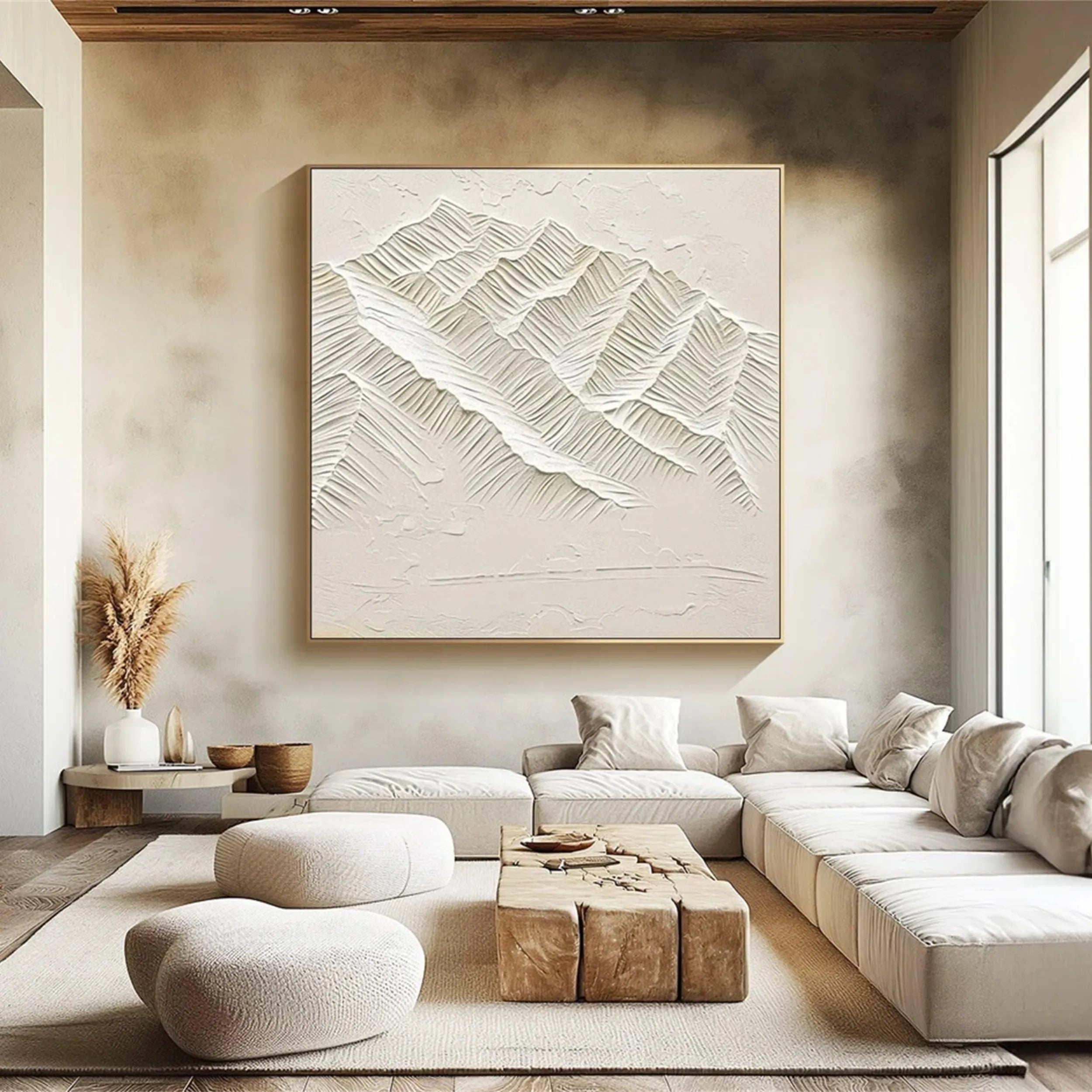 Minimalist Beige Textured Wall Art - Modern Abstract Canvas Painting for Living Room, Bedroom & Office Decor #MM262