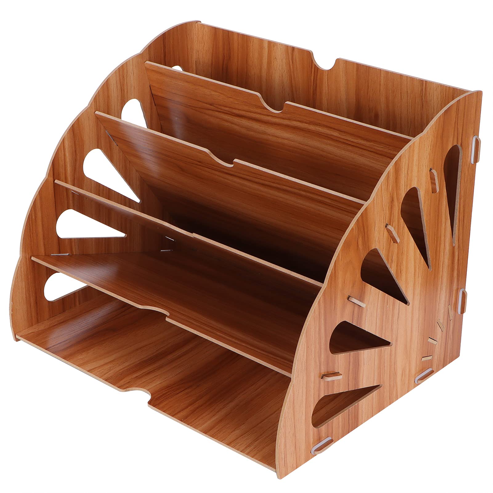 Atyhao Wooden Multi-Slot Storage Rack - Office Supplies Desktop File Organizer for Home & Office Organization - Perfect for Organizing Documents, Mail, and Stationery on Desk or Shelf