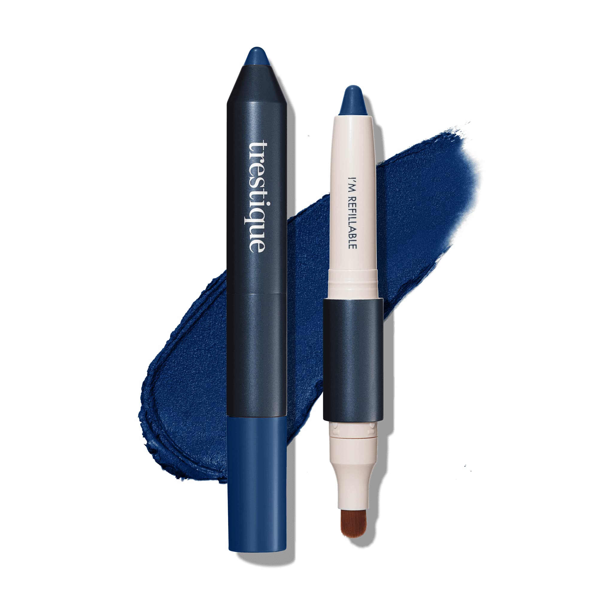 TRE'STIQUE Refillable Eyeshadow Crayon with Built-In Blending Brush | Vegan, Sustainable & Clean Beauty Makeup | Long-Lasting Cream Shadow Stick for Day to Night Looks