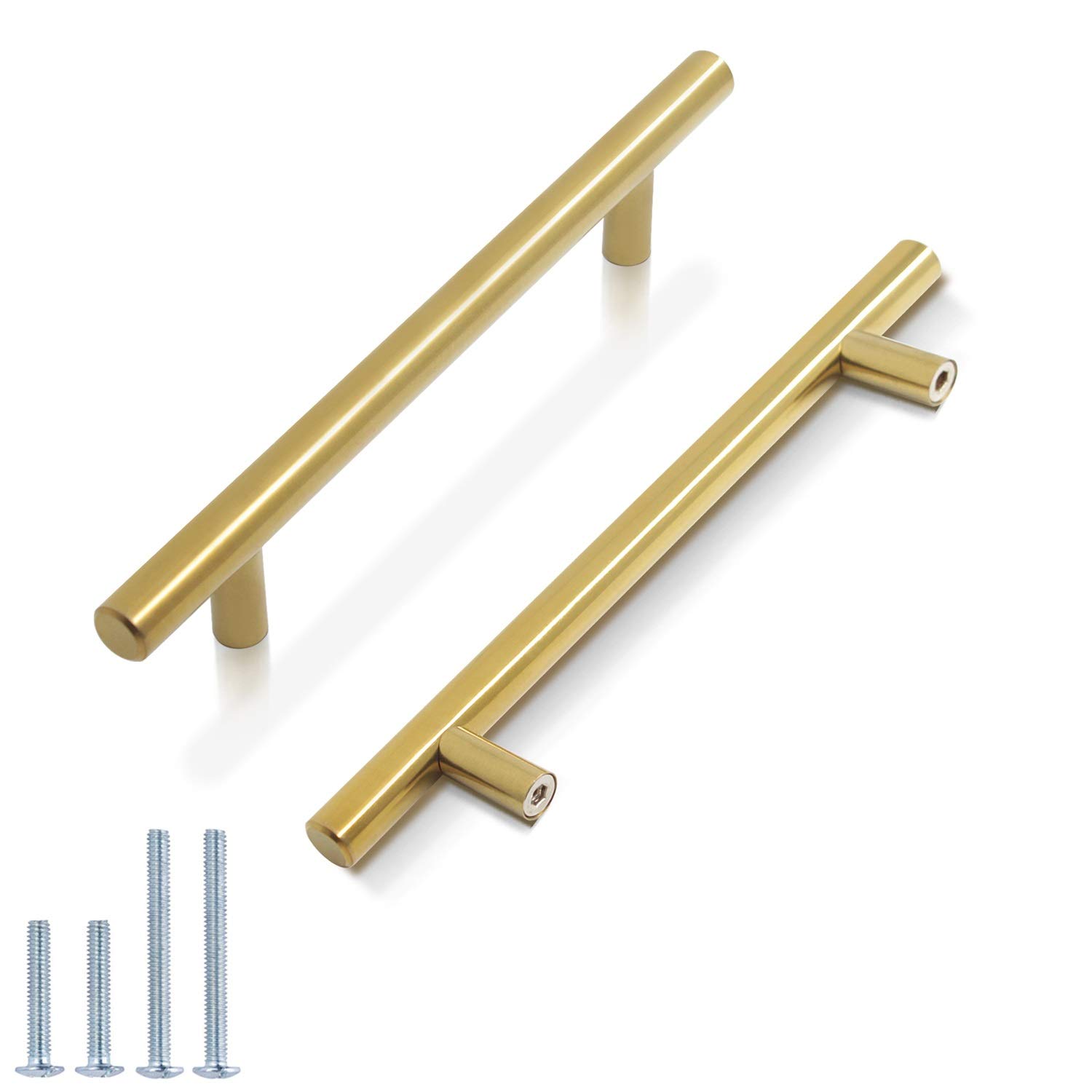 Probrico 100-Pack 5 Inch Gold Cabinet Drawer Pulls - Modern Euro Bar Pulls for Kitchen Cabinets, Bathroom Vanity, Dresser & Furniture Hardware (Golden Finish) - Perfect for Home Renovation & DIY Projects